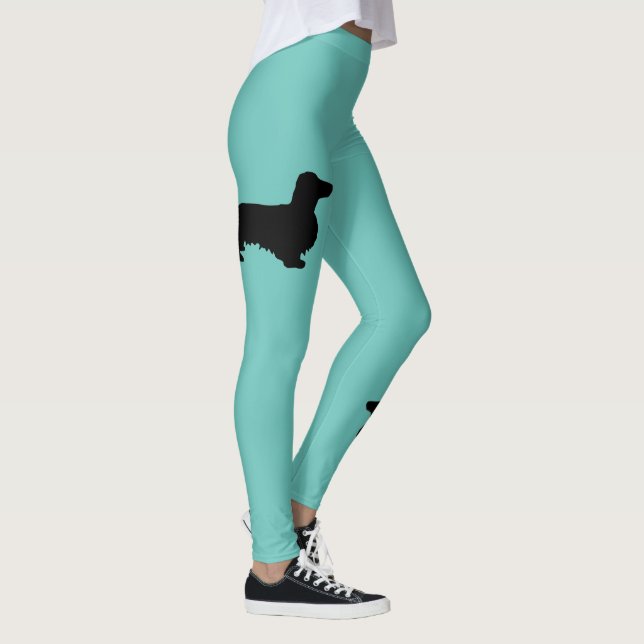 Dachshund Långt Hår - Siluett 1 Leggings (Höger)