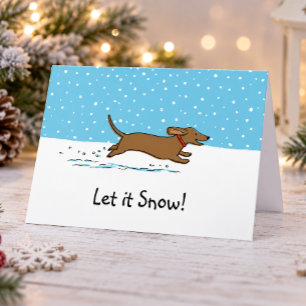 Dachshund Låt det snöa - Glad Wiener Hund Semester Helgkort