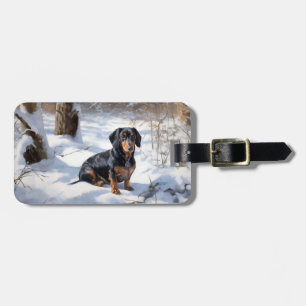 Dachshund Låt det snöa jul Bagagebricka