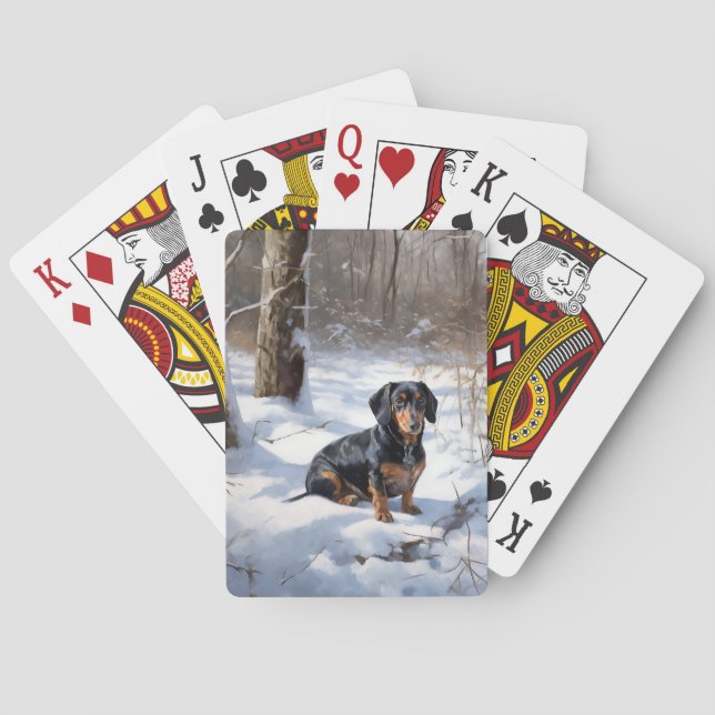 Dachshund Låt det snöa jul Casinokort (Baksidan)