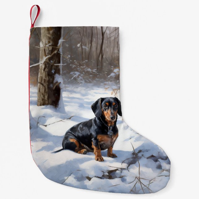 Dachshund Låt det snöa jul Liten Julstrumpa (Framsidan)