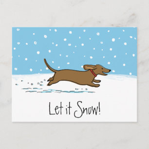 Dachshund Låt det snöa - Lycklig Wiener Hund Helgd Helg Vykort