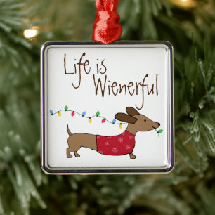 Dachshund Life är Wienerful Julgransprydnad Metall