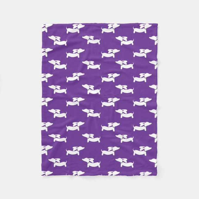 Dachshund Lila Blanket för Doxie Mammor Pappor Fleecefilt (Framsidan)