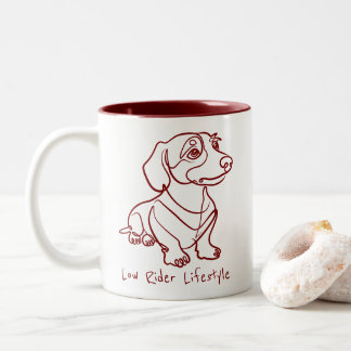 Dachshund Linje Konst - Låg Riddare Livsstil Två-Tonad Mugg