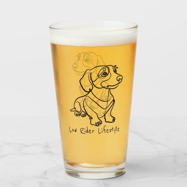Dachshund Linje Konst - Låg Rider Livsstil Glaskopp (Framsida fylld)