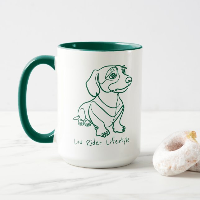Dachshund Linje Konst - Låg Rider Livsstil Mugg (Med munk)