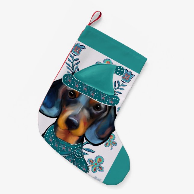 DACHSHUND LITEN JULSTRUMPA (Framsidan (Hängande))