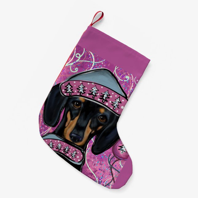 Dachshund  liten julstrumpa (Framsidan (Hängande))