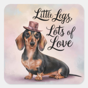 Dachshund Little Ben Lots of Kärlek Fyrkantigt Klistermärke