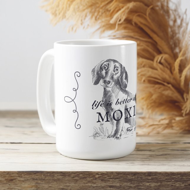 Dachshund-livet är bättre med Anpassningsbarna Hun Kaffemugg (Dachshund Life Is Better With Custom Dog Name Coffee Mug)