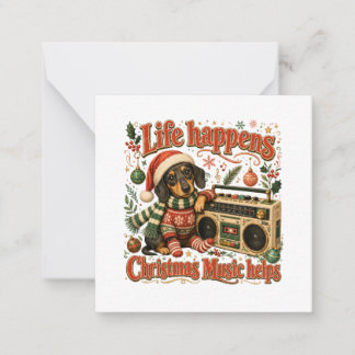 Dachshund Livet Händer Julmusik Hjälper Anteckningskort