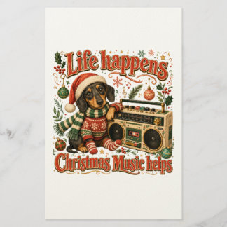 Dachshund Livet Händer Julmusik Hjälper Brevpapper