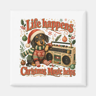 Dachshund Livet Händer Julmusik Hjälper Magnet