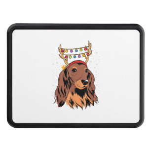 Dachshund Long Hair Reindeer Julgran Ljus Dragkroksskydd
