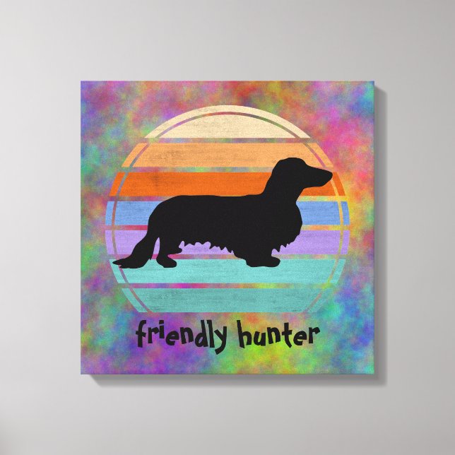 Dachshund Long Hair - Silhouette 1 Canvastryck (Framsida)