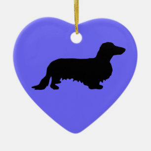 Dachshund Long Hair - Silhouette 1 Julgransprydnad Keramik