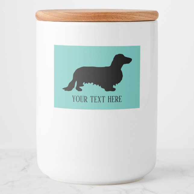 Dachshund Long Hair - Silhouette 1 Mat Etiketter (Framsida)