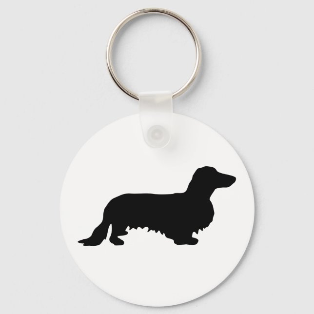 Dachshund Long Hair - Silhouette 1 Nyckelring (Framsida)