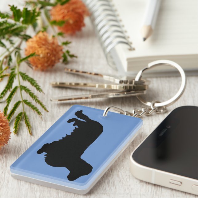 Dachshund Long Hair - Silhouette 1 Nyckelring (Högra Framsidan)