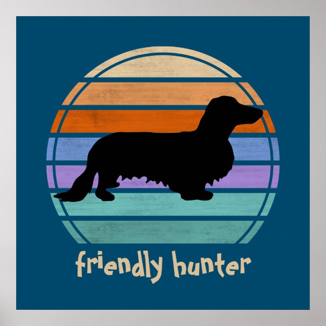 Dachshund Long Hair - Silhouette 1 Poster (Framsidan)