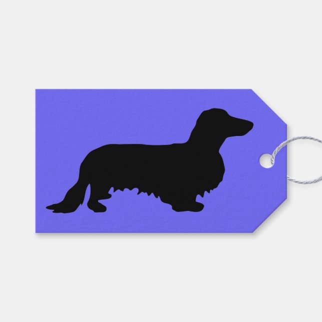 Dachshund Long Hair - Silhouette 1 Presentetikett (Framsidan (Horisontell))
