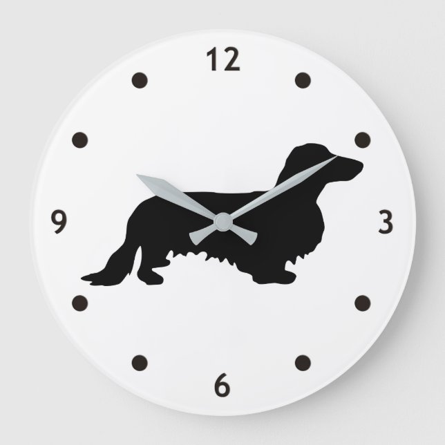Dachshund Long Hair - Silhouette 1 Stor Klocka (Framsida)