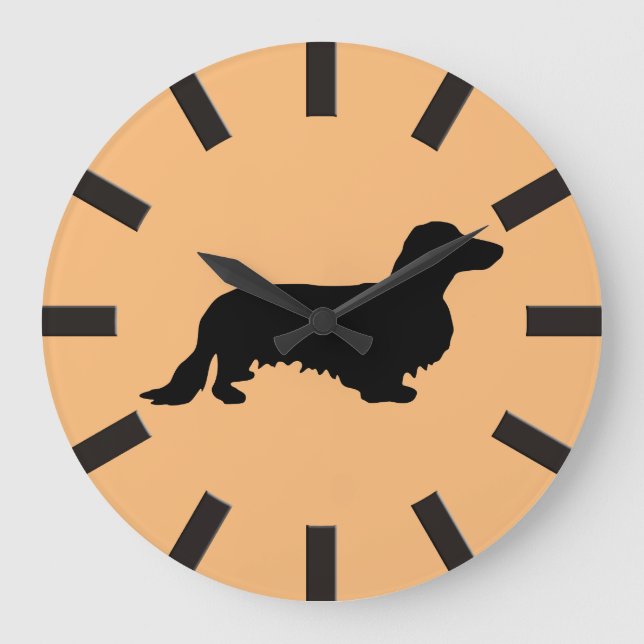 Dachshund Long Hair - Silhouette 1 Stor Klocka (Framsida)