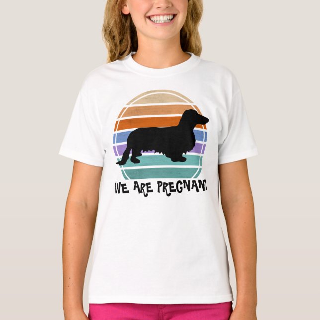 Dachshund Long Hair - Silhouette 1 T Shirt (Framsida)