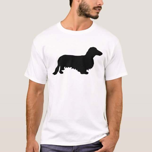 Dachshund Long Hair - Silhouette 1 T Shirt (Framsida)