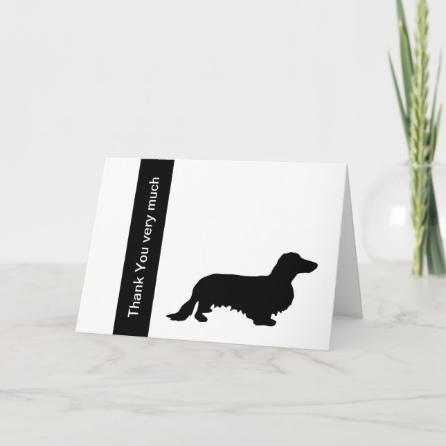 Dachshund Long Hair - Silhouette 1 Tack Kort (Framsida)