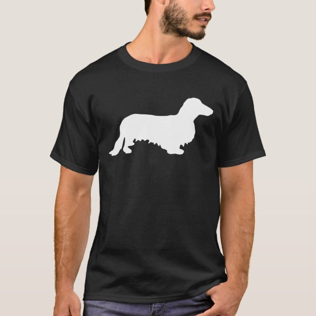 Dachshund Long Hair - Silhouette 2 T Shirt (Framsida)