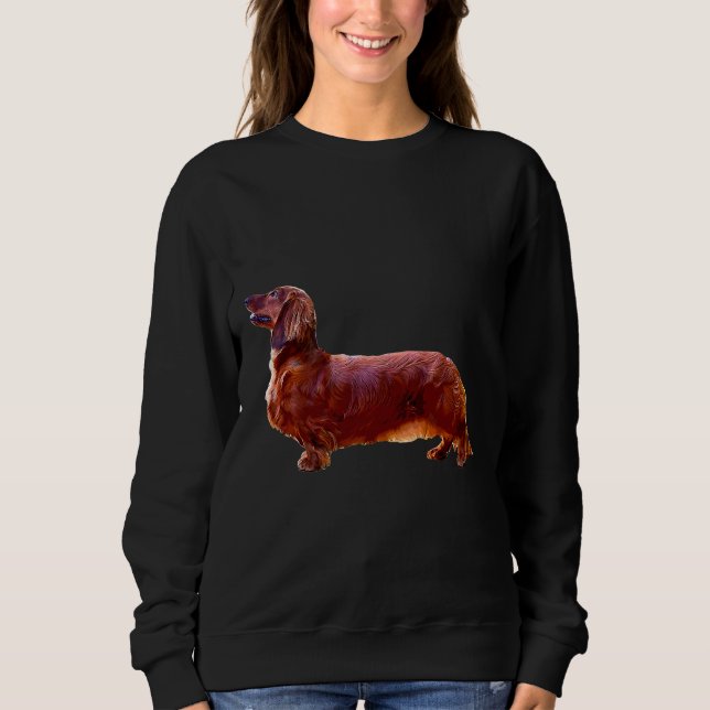 Dachshund Long-Halls Mini Shaded Red Hund T Shirt (Framsida)