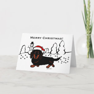 Dachshund Long-Hated Black and Tan Helgkort