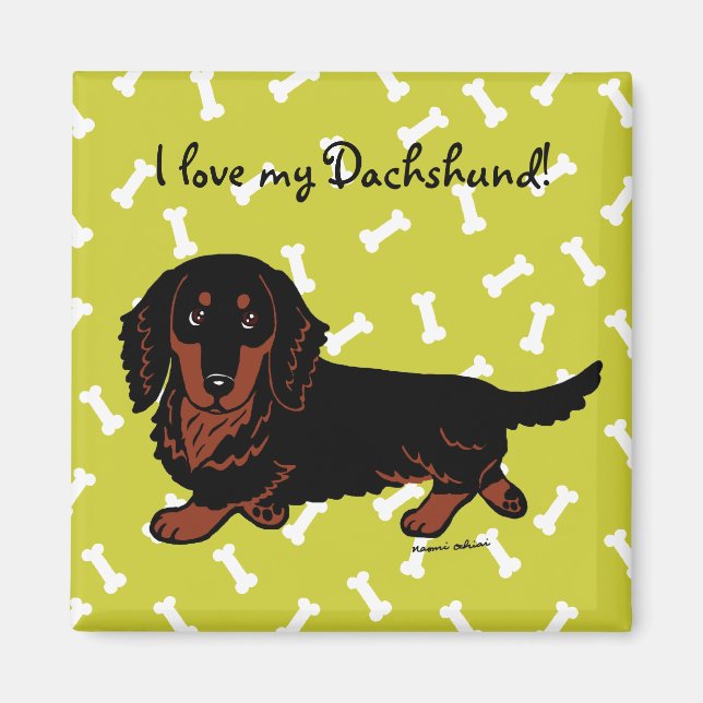 Dachshund Long-Hated Black and Tan Magnet (Framsidan)