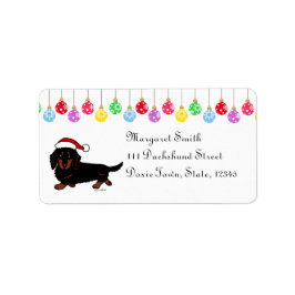 Dachshund Long Hved Black och Tan Santa Santa Adressetikett
