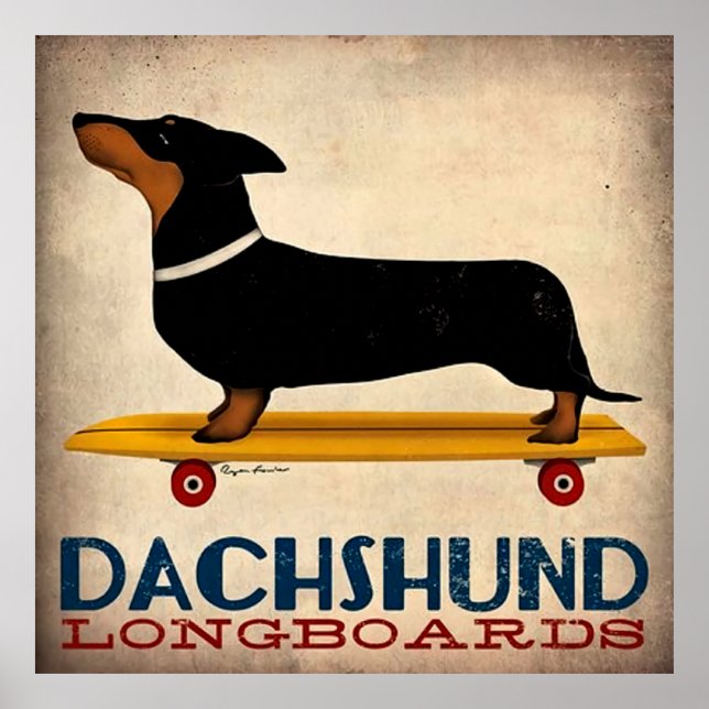 Dachshund Longboard Poster (Framsidan)