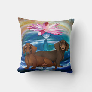 Dachshund Lotus Flower Pillow Kudde
