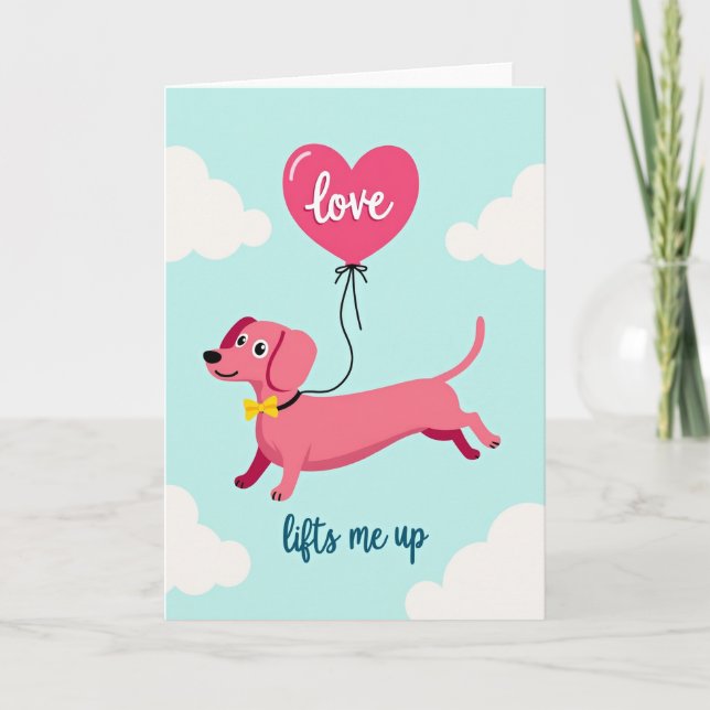 Dachshund Love Lifts You Up Card Kort (Framsida)