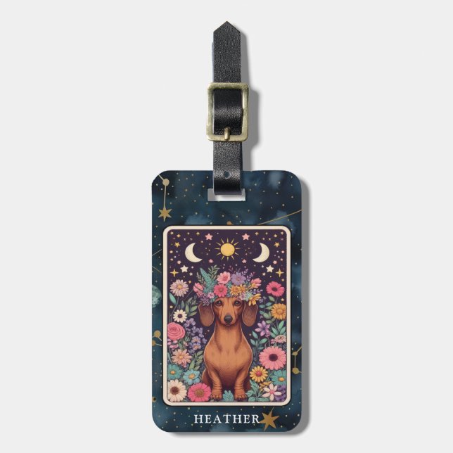 Dachshund Luggage Tag Bagagebricka (Vertikal Framsida)