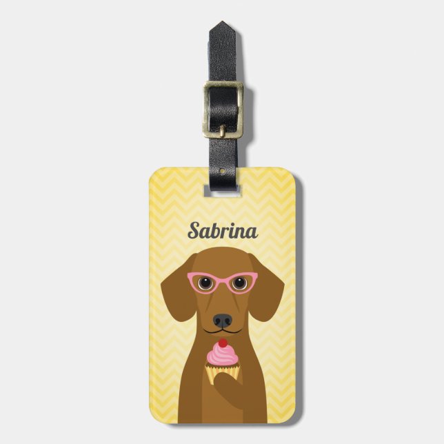 Dachshund Luggage Tags Bagagebricka (Vertikal Framsida)