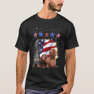Dachshund Lycklig Amerikanska Independence day den T Shirt