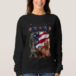 Dachshund Lycklig Amerikanska Independence day den T Shirt