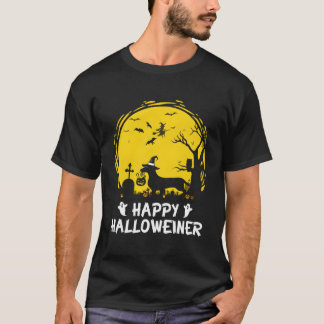 Dachshund Lycklig Halloweiner Funny Halloween Hund T Shirt