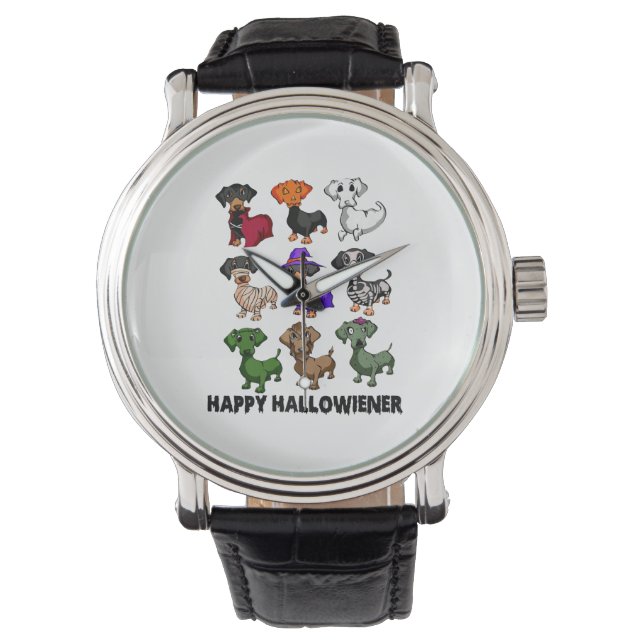 Dachshund Lycklig Halloweiner Rolig hund Halloween Armbandsur (Framsida)