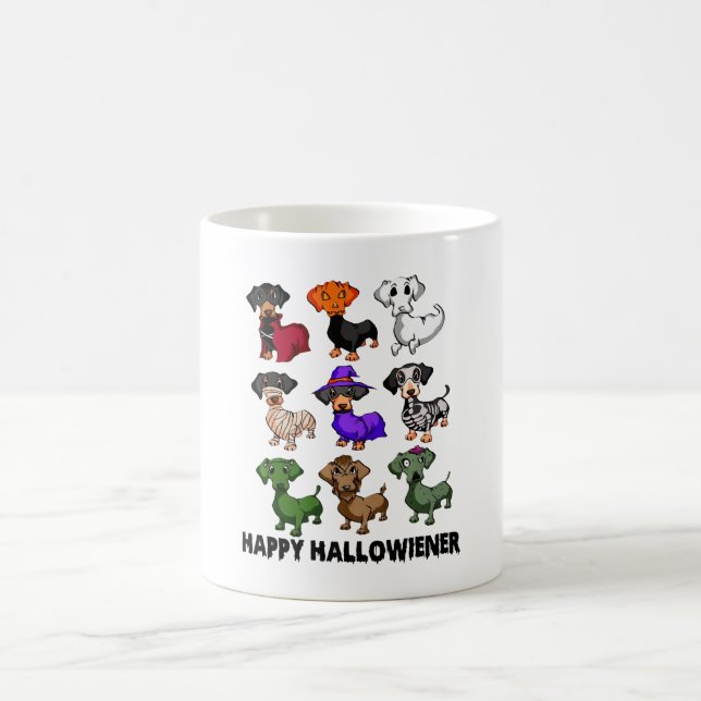 Dachshund Lycklig Halloweiner Rolig hund Halloween Kaffemugg (Center)