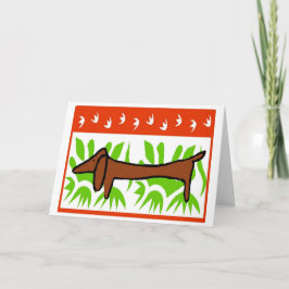 Dachshund Lycklig Helgdag Helgkort