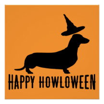 Dachshund Lycklig Howloween Perfekt Poster
