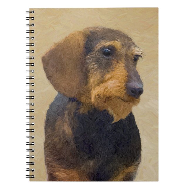 Dachshund-målning Original Hund Art Anteckningsbok Med Spiral (Framsidan)