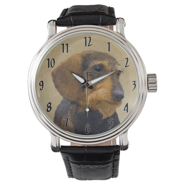 Dachshund-målning Original Hund Art Armbandsur (Framsida)